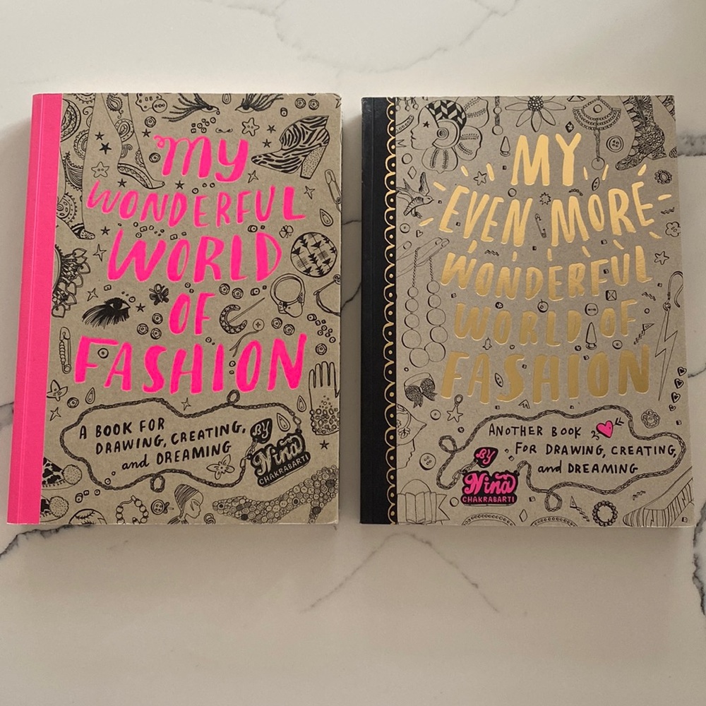 Set of 2 My Wonderful World of Fashion Adult Coloring Activity Books